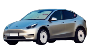 Tesla Model Y wheel covers installed on the car