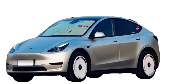 Tesla Model Y wheel covers installed on the car