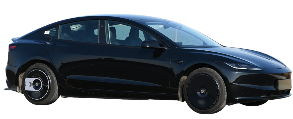 Tesla wheel covers fitted on a Model Y to refresh factory style