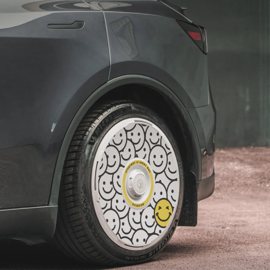 Tesla Model Y Juniper wheel covers on a refreshed Model Y