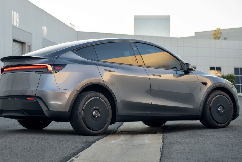 Tesla wheel cover color matching on a grey Model Y